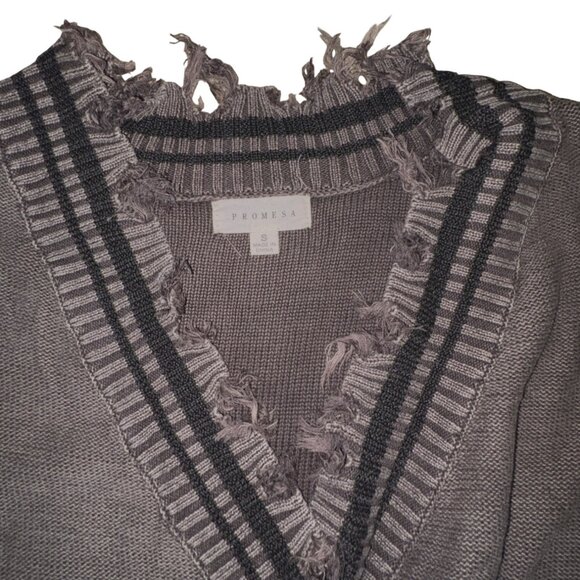 Promesa Womens Long Sleeve Distressed Knit Sweater Dress-Dark Green-Size Small-G - Picture 5 of 6